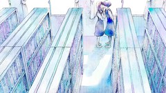 Anime couple Library schoolgirls kissing aoi hana yuri