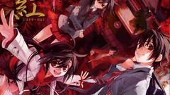 Anime couple schoolgirls skirts long hair short hair