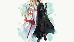 Anime couple Swords swordsman kirigaya kazuto sword art online 