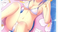 Anime cream short hair cleavage bikini swimsuits