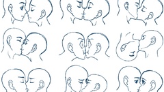 Anime drawings kissing