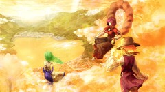 Anime drawings kochiya sanae touhou moriya suwako yasaka kanako