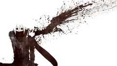 Anime Drawn monochrome anime girls Simple Background