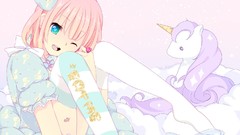 Anime dress anime girls blue eyes wink