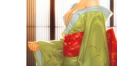 Anime dress anime girls ryougi shiki yukata no bra