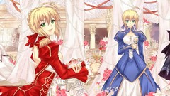 Anime dress blondes anime girls green eyes fate stay night 