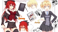 Anime dress blondes anime girls school uniforms redheads 