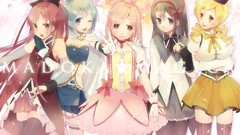 Anime dress blondes pink hair mahou shoujo madoka magica wink 