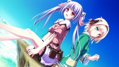 Anime dress blondes skirts long hair anime girls green eyes 