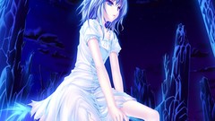 Anime dress blue hair anime girls blue eyes short hair