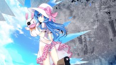 Anime dress blue hair anime girls Bunnies blue eyes underwear 
