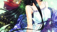 Anime dress blush long hair black hair original characters