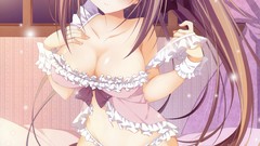 Anime dress blush long hair lingerie cleavage inugami kira 