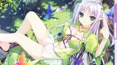 Anime dress elves green eyes cleavage