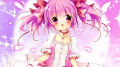 Anime dress gloves blush pink hair pink eyes anime girls mahou 