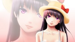 Anime dress hats pink eyes anime girls black hair gokou ruri 