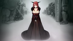 Anime dress horns red eyes cleavage Maoyuu Maou Yuusha Maou 