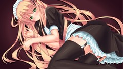 Anime dress long hair green eyes short hair ecchi