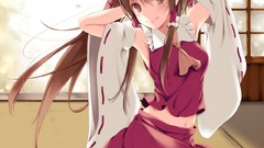 Anime dress long hair hakurei reimu touhou miko detached 