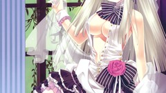 Anime dress long hair lolita fashion miyasu risa boobs no bra 