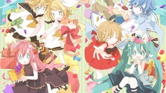 Anime dress long hair short hair hatsune miku vocaloid megurine 