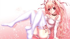 Anime dress long hair short hair thigh highs