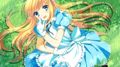 Anime dress long hair thigh highs