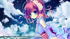 Anime dress Manga anime girls blue eyes flower in hair fantasy 