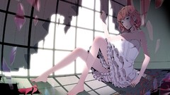 Anime dress Manga looking down pink hair anime girls vocaloid 