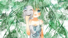 Anime dress masks long hair blue eyes hatsune miku vocaloid 