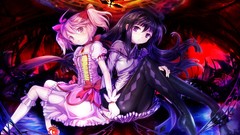 Anime dress pink hair anime girls mahou shoujo madoka magica 