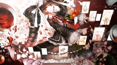 Anime dress red eyes anime girls lolita fashion black hair 