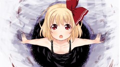 Anime dress red eyes blondes anime girls touhou rumia hair bow 