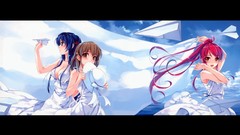 Anime dress red eyes blue hair long hair anime girls blue eyes 