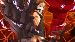 Anime dress red eyes hoodies anime girls strength short hair 