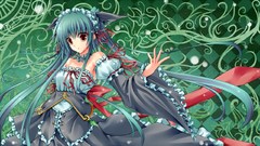 Anime dress red eyes long hair anime girls green hair