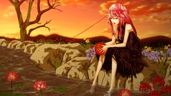 Anime dress red eyes pink hair anime girls guilty crown 