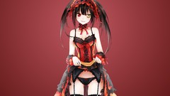 Anime dress Ribbons anime girls heterochromia black hair 