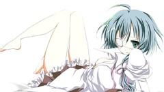 Anime dress Ribbons blush long hair barefoot anime girls green 