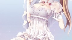 Anime dress sitting smiling brides ecchi cleavage Simple 