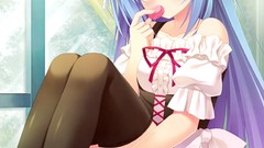 Anime dress skirts blue hair long hair anime girls school 