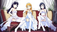 Anime dress wedding gloves stockings blush long hair anime 