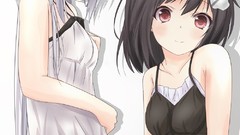 Anime dress white background white hair red eyes anime girls 