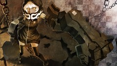 Anime dress white hair chains hoodies cracks anime girls boots 