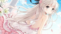 Anime dress white hair long hair school uniforms