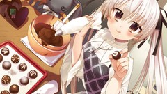 Anime dress white hair long hair school uniforms