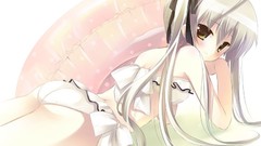 Anime dress white hair long hair school uniforms