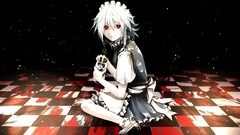 Anime dress white hair red eyes anime girls maids touhou izayoi 