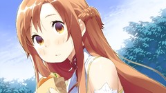 Anime eating long hair anime girls brown eyes brunettes sword 