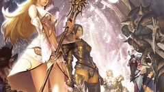 Anime elves armor staff Swords orc Dark Elves fantasy art Linage